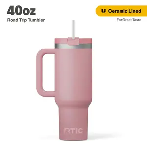 RTIC 40 oz Ceramic Lined Road Trip Tumbler, Leak-Resistant Lid with Straw43.99