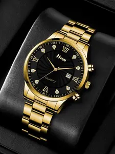 Men's Quartz Watch, Casual Fashion Analog Round Face, Metal Buckle Closure, Perfect for Daily Use, Holidays & Birthdays Gift, Quartz Wristwatch