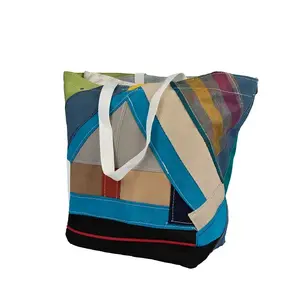 Large Style Open-Closure Web Strap Fabric Bag without Pockets