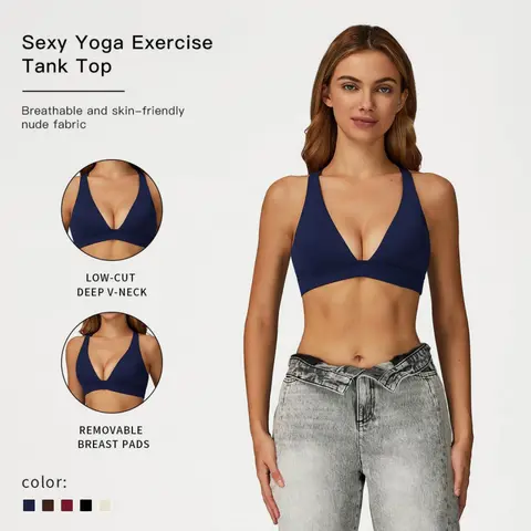MFVIM Women's Solid Wireless Halter Training Bra Breathable, Comfortable, High Stretch, Strappy Minimalist Body Hugging Breathability Medium Large Sports Bra for Gym, Yoga, Breathability Sports Bras
