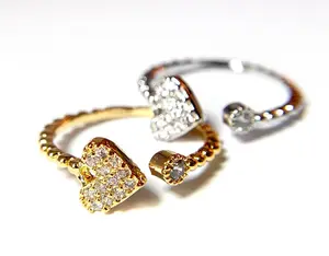 Multi-Paved CZ Gem Heart Adjustable Mid Ring / Toe Ring - Only Silver Left In Stock!