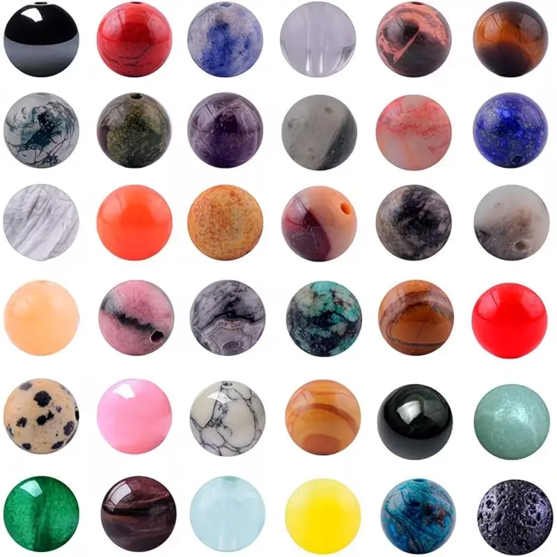 100Pcs - 10mm Beads. New 10mm mixed round beads, DIY smooth beads for making bracelets, necklaces, earrings, and festive ball jewelry. Our beads are made from high-quality materials including glass, wood, metal, and natural gemstones.
