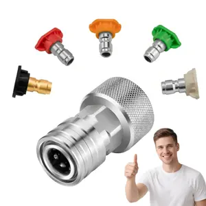 Garden Hose to Mini Power Washer Adapter-3/4 GHT to 1/4", Garden Hose Pressure Washer Attachment, Convert Water Hose to Power Washer Connector, Stainless Steel, Home Use