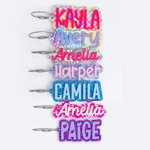 Name Keychain, Backpack Name Tags, Diaper Bag Tag, Personalized Name Plate, Custom Acrylic Key Chain, School Bag Name Tag, Bog Bag Tag