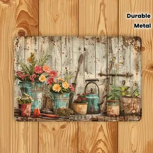Vintage Aluminum Wall Art Floral Decor 12x8 Inch Rust-Proof Waterproof Aluminum Sign with Vibrant Rustic Wood Design Metal Wall Art