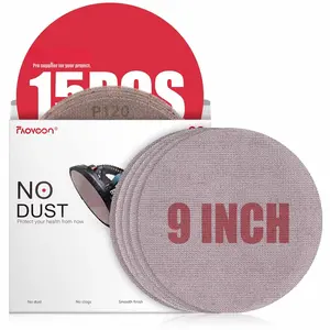 9 Inch Sanding Disc Drywall Sandpaper, Dust Free Sanding Drywall Sander Pads, 15 Pack  80 | 120 | 220 | 320 | 600 Grit