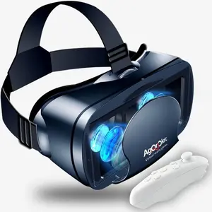 VR Headset with Controller Adjustable  VR Glasses  Reality Headset  Blu-ray Eye Protected Support 5~7 Inch for Phone/Android (Black)
