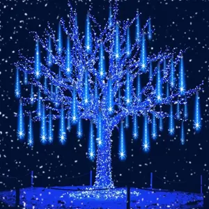 2pcs Solar Shower Curtain Lights, Led Outdoor Lights, Waterproof Multicolor Ice Column Christmas Decorations, Indoor Outdoor Use, Tree Garden Party Decoration