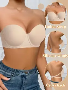 Women's strapless seamless bra, push-up and lifting bra with Buckle, suitable for party dresses and summer tops.