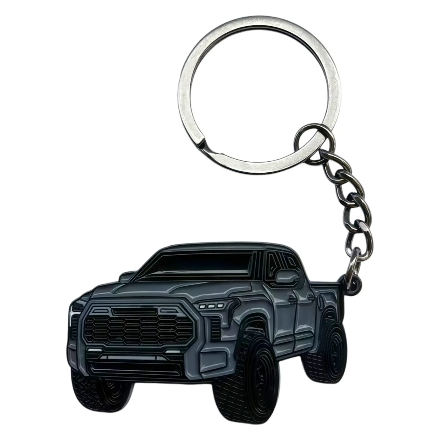 Metal Key Ring Zinc Alloy 50×70mm 5mm Thick Smooth Single Sided Pendant With Chain Ring For Tundra Owners, Gift Option, Automotive Interior Vehicle Accessories