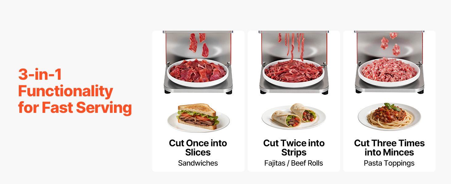 【Summerfinds】VEVOR Meat Cutting Machine, 850W Commercial Slicer, 3.5mm Heavy Duty Stainless Steel Blade Shredder for Boneless Meat Soft Vegetables, Electric Food Slicers for Kitchen Restaurant Supermarket