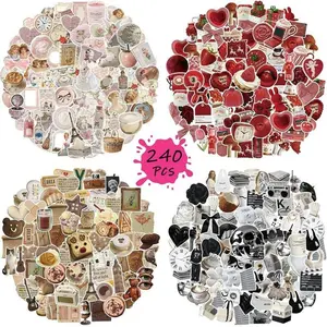 240 Pcs Vintage Aesthetic Stickers for Scrapbooks,Cute Vinyl Stickers for Water Bottles Skateboard Notebooks Phone Kindle,dealsforyoudays