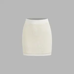 Cider [size 2-10] Crochet Mid Rise Solid Lace Knitted Mini Skirt SwimWeek
