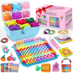 478 count Weaving Loom Kit with Portable Case,  for Making Handbags, Potholder Maker, Bracelet for DIY Crafters & Makers, Complete Craft Kit with Hooks,  for Christmas, Birthday,Blue