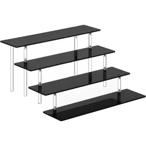 4 Tier Perfume Organizer Stand, Acrylic Risers Display Stands, Display Risers, Perfume Shelf Dessert Display for Party, Figure Stand Funko POP Shelves, Black Cupcake Stand Holder