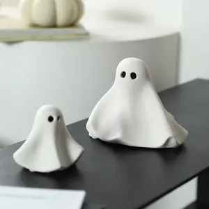 Cute Ghost Ceramic Figurine Halloween Decor Mini Ghost Desk Decoration