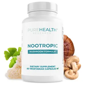 Nootropics Brain Memory and Focus Supplement by PUREHEALTH RESEARCH - Lions Mane, Shiitake, Chaga, Reishi Mushrooms Powder - Cognitive Health with Bacopa Monnieri and Gingko Biloba Extract, 1 Bottle Dietary Healthcare