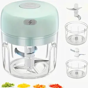 Electric Garlic Chopper, USB Rechargeable Mini Food Processor, Strong Small Kitchen Mixer, Wireless Vegetable Grinder for Ginger, Peppers, Fruits, Meat