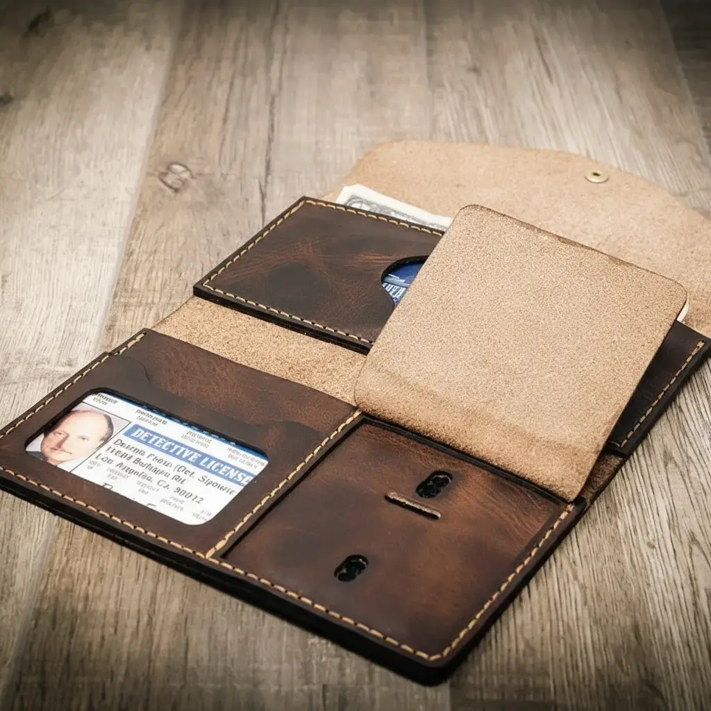 Badge Clutch Leather Badge Wallet