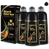 MEIDU 3-in-1 Alcohol-Free Black Hair Color Shampoo, Herbal Cleansing Self Care Products with Ginseng Extract, Restores Natural Color, Covers Greys (500ml)