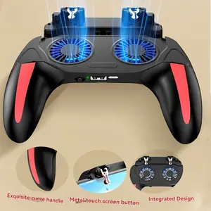 Mobile Game Controller for Smartphones, Phone & Tech Accessories with Dual Turbo Fans, Non-Slip Grip, Hidden 4-Angle Stand, Physical Buttons, Cooling System, Compatible with 4.7-6.8" Phones, Black Console Accessory