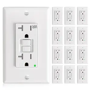 GFCI Outlet 20 Amp with Thinner Design 12 Pack, Weather Resistant (WR), Self-Test GFI Receptacles with LED , Wall Plates and Screws Included, Indoor or Outdoor, ETL Listed, White