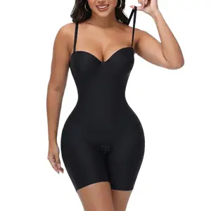 COOSHAPE Women's Shapewear Bodysuits Tummy Smoothing Butt Lifter Strapless Seamless Mid Thigh Jumpsuit, Radiant Smoothing Undergarment for Dresses