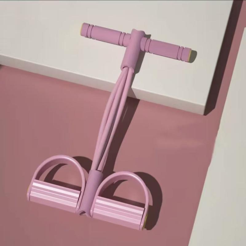 Foot-operated Resistance Trainer with Reinforced 6-tube Design Multi-purpose Purple and Pink Pedal Resistance Bands Lightweight Portable Elastic Pull Cords for Home Gyms