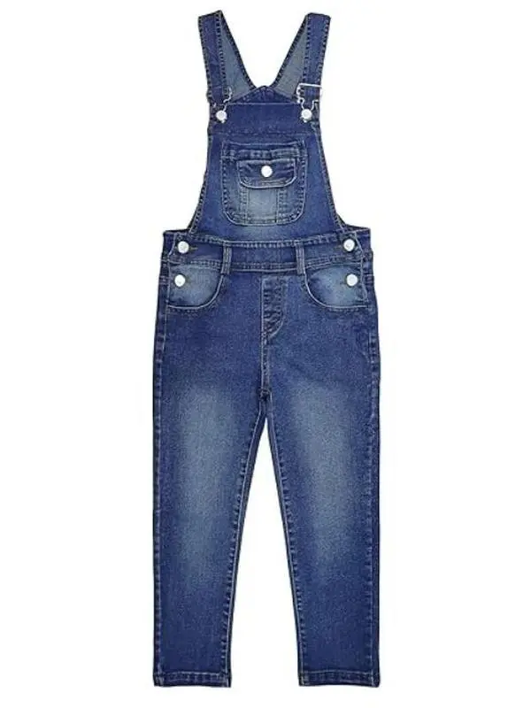 Kidscool Space Girls Flap Pocket Denim Overalls  Soft Stretch Washed Jean Bib Pants 6-14Y, Clothing, Viscose, 11-12 Years, Casual Wear, 23.8% Polyester, Stretch Elastic, Ruffle Pockets, Solid Wash, Cotton Blend