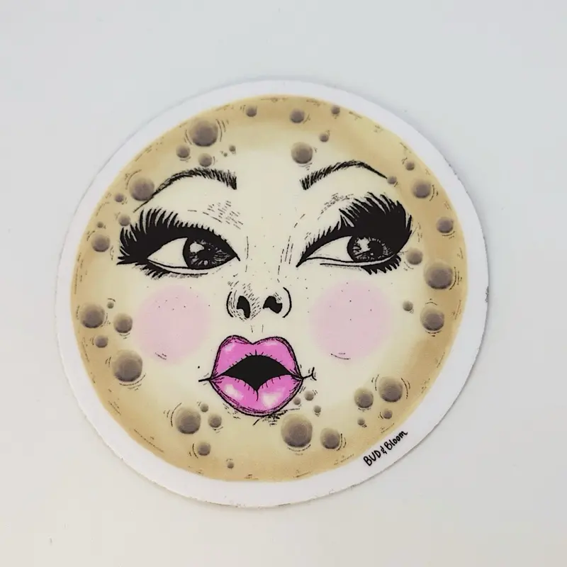 Miss Moon Vinyl Sticker | Whimsical Celestial Moon Art