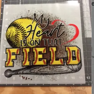 1 - DTF Print - Softball Sports My Heart is On That Field GameDay Ready to Press DTF Heat Transfer Sheet For Shirts