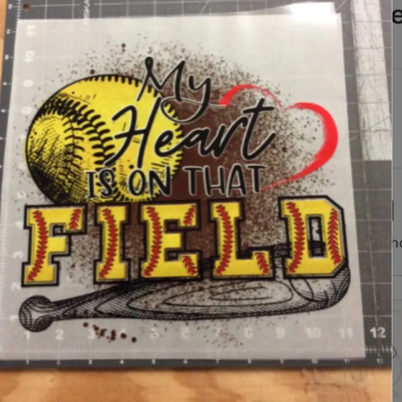 1 - DTF Print - Softball Sports My Heart is On That Field GameDay Ready to Press DTF Heat Transfer Sheet For Shirts