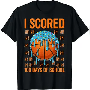 100 Days Of School Basketball Ice Cram Drip 100th T-Shirt Comfy Everyday T-Shirt