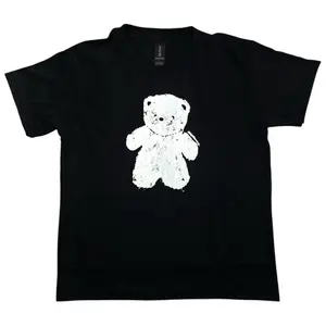 Vintage Teddy Bear Graphic Baby Tee, Handmade Screen Print Retro Tee, 90s Y2K Coquette Grunge Aesthetic