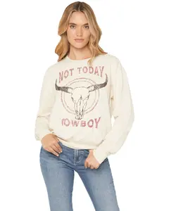 Idyllwind Women's Not Today Cowboy Graphic Crewneck Sweatshirt - Iwfa25k92-Crm