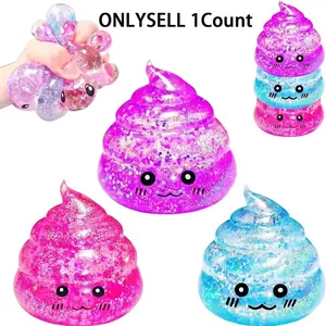 Novelty Squishy Poop Stress Ball, Glitter Poop Sparkly Squishies Sensory Toy for Anxiety Relief & Fun, Perfect Gift for Adults Teens Kids