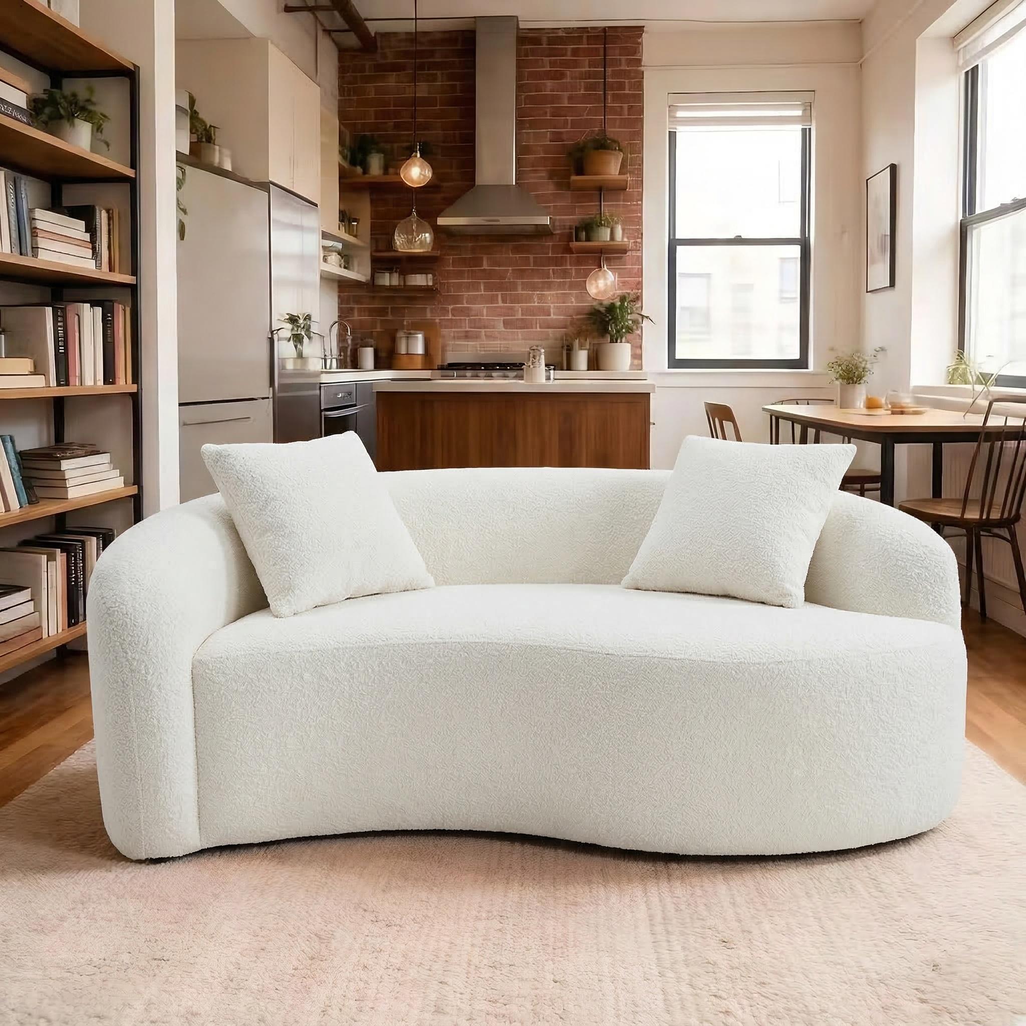 Modular Chenille Sofa, Pet Friendly Stain Resistant S Shaped Curved Sectional Couch for Small Space Living Room, Minimalist Cozy Couch boneless Chaise floor seats  Foldable Modern furniture