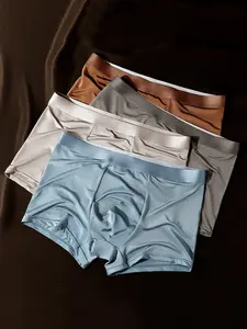 Men's Satin Set of 4, Breathable Lightweight Boxer Shorts, Luxurious Soft Fabric, Perfect for Home and Vacation Wear, Silky Breathable Boxer