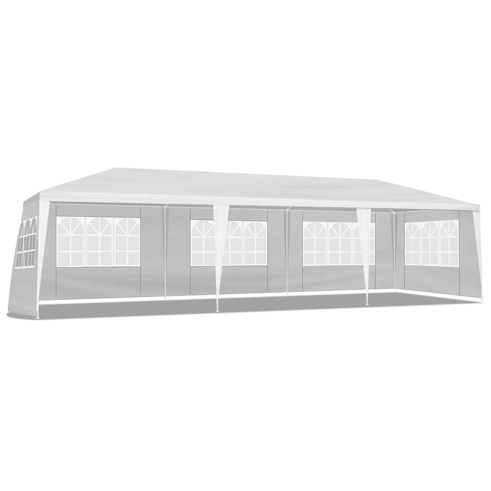 10×30 FT Basic Outdoor Waterproof PE Fabric Canopy Tent - Iron Frame Gazebo with 5 Removable Sidewalls for Party, Flea Market