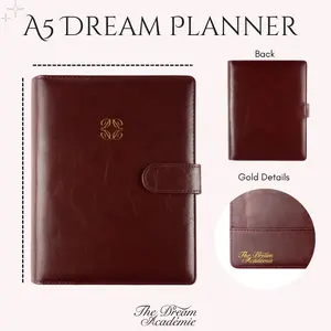 Burgundy A5 Planner | Vegan Leather 6-Ring Binder with Inserts, Pen & Vision Board