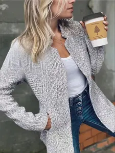 A ladies' grey casual versatile woven wool coat, new for the autumn and winter seasons