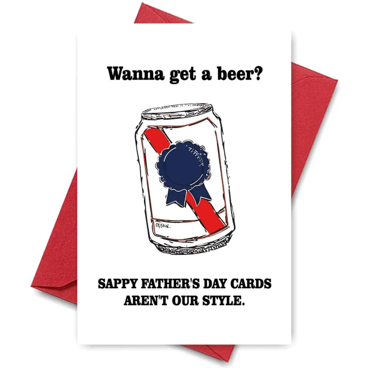 Beer Can Theme Happy Father's Day Card, 1 Count Beer Can Pattern Greeting Card with Envelope, Gift for Dad, Party Supplies