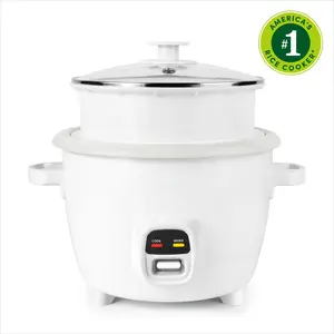 20-Cup Rice Cooker & Food Steamer with Bonded Granite Nonstick Ceramic Pop-Up Steam Tray - White