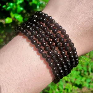 Obsidian Bracelet - 4mm, Handmade, Natural Crystals, Custom Sizes