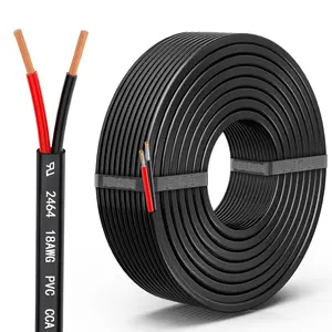 18 Gauge 2 Conductor Electrical Wire, 18 AWG 0.82mm PVC Cord, 12V/24V DC Low Voltage/Copper-clad Aluminum(CCA) Flexible/2 Wire for Automotive LED Strips Lamp Lighting Marine