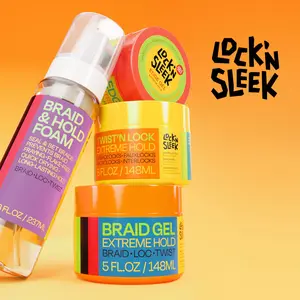 Lock’N Sleek Braidcare Collection | Braid & Hold Foam 8 OZ + Braid Gel Extreme Hold 5 OZ + Edge Gel Extreme Hold 5 OZ + Twist’N Lock Extreme Hold 5 OZ