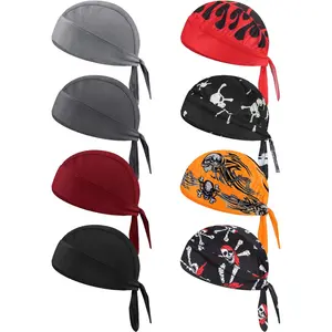 8 Pack Do Rag Skull Caps for Men & Women Sweat Wicking Cooling Helmet Liner Motorcycle Cycling Bandana