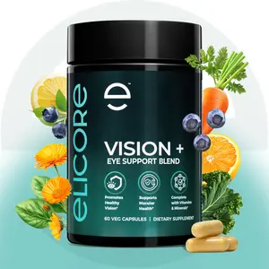 ELICORE Vision+ Eye Support Blend - Eye Vitamins and Mineral Supplement with Lutein, Zeaxanthin, Bilberry Extract, Vitamins A, C & E, Zinc & Copper - Support Eyes Health & Clear Vision – 60 Veg Caps