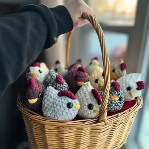 1 Crochet Chicken Plush Handmade Amigurumi Gift Soft Decor Surprise Color