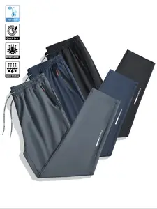 Men's Sporty Pants with Adjustable Drawstring Waist and Hidden Zipper Pockets, Soft Polyester Fabric, Ideal for Gym, Running and Cycling, Athleisure Pants